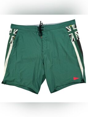 Florence Marine X Pro Board Shorts Men 40 Green Hawaii Flag Unlined Swim Trunks